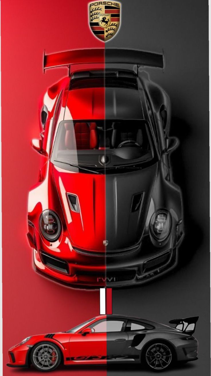 Porsche car red and black color